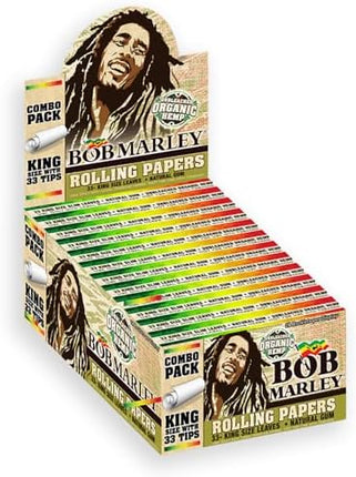 Bob Marley Rolling Papers Unbleached Organic with Tips King Size 33ct