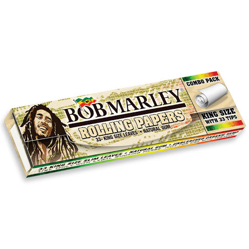 Bob Marley Rolling Papers Unbleached Organic with Tips King Size 33ct